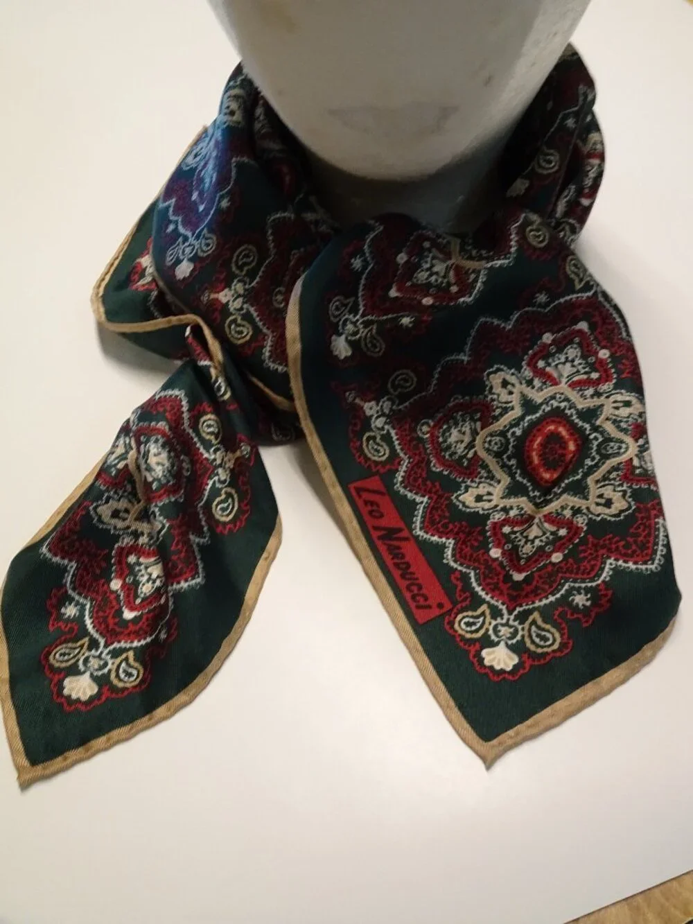 Vintage Leo Narducci 100% rolled Silk Scarf